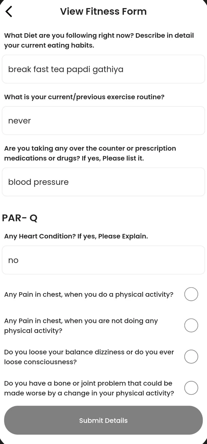 Appointments & Live Sessions screen in the Fitness Forever app