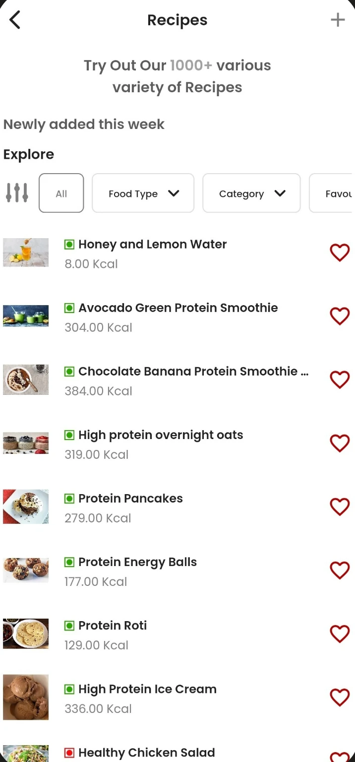 Nutrition Tracking screen in the Fitness Forever app