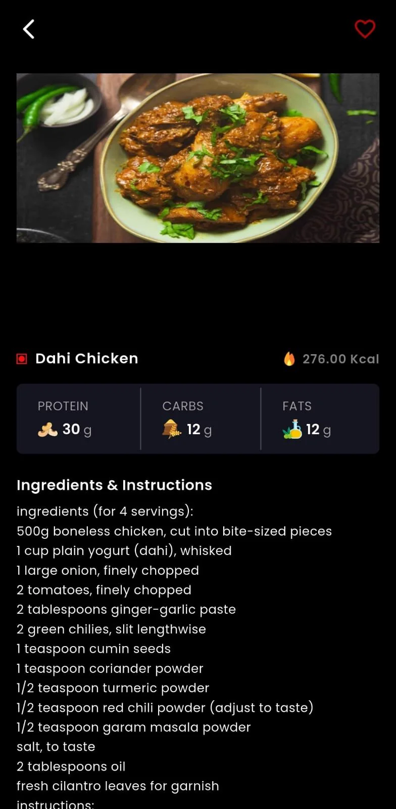 Healthy recipe in the Fitness Forever app