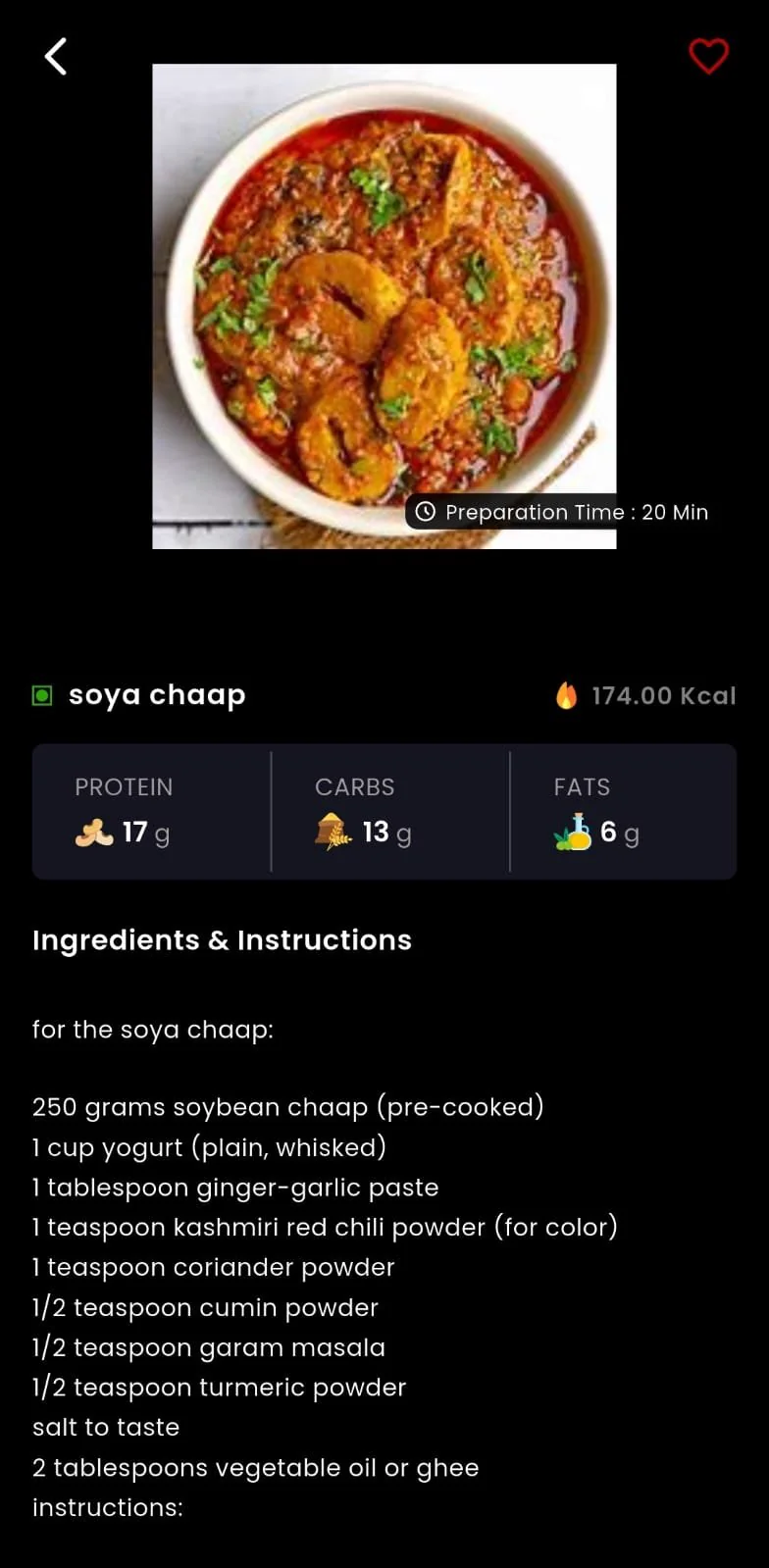 Healthy recipe in the Fitness Forever app